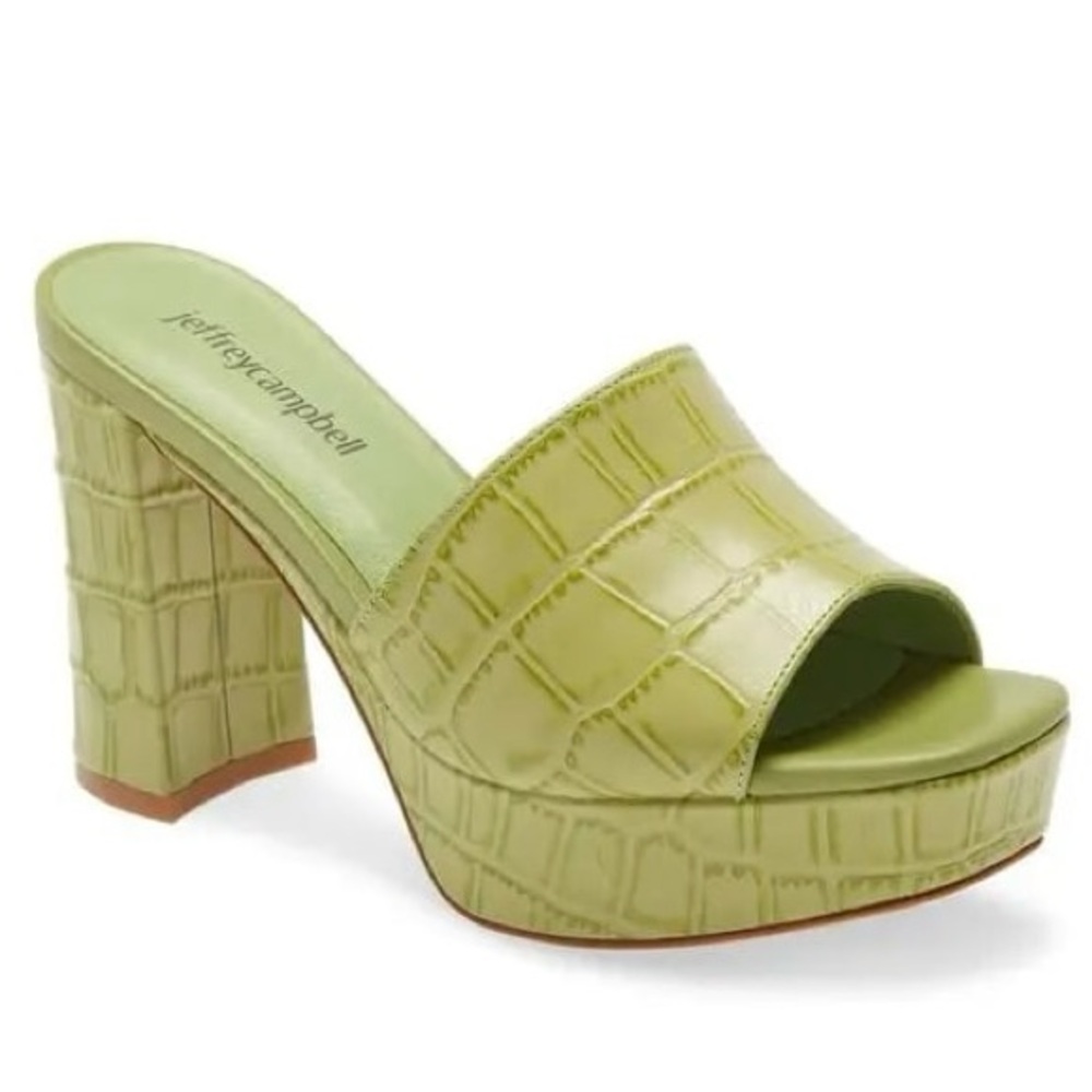 Jeffrey Campbell Magdalen Platform Sandal in Green Croco